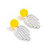 Korea lente zomer snoep kleur klei dangle drop oorbellen voor vrouwen wit geel lange geometrische oorbel