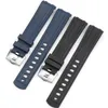 Curved End 20mm Watch Strap Bands Man Blue Black Waterproof Silicone Rubber Watchbands Armband Clip Buckle For Omega Sea Master 253d