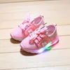 Primeiros caminhantes sapatos letra esporte cristal crianças levou luminoso bebê meninas meninos luz bebê