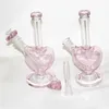 9 "belle amour shisha narguilés conduites d'eau en verre dab rigs forme de coeur bangs en verre plate-forme pétrolière avec bol de 14 mm recuperateur quartz bangers