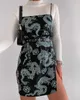 Women's Printed Dress Summer Sundresses Dragon Pattern Slit Strap Dresses for Women Casual Mini Dress Off Shoulder 210712