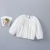 Printemps enfants filles 2 pièces ensembles blanc rose longue bouffée taille élastique chemises + Denim pantalon enfants vêtements E035 210610