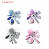 Självförsvar keychain set pendlar larm pompom hand sanitizer armband band läppstift nyckelringar flasköppnare visselpipa för kvinna män självförsvar nyckelring pendants