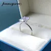 PANSYSEN Blanc / Jaune / Or Rose Couleur Luxe 8x10MM Taille Émeraude AAA Zircon Anneaux pour Femmes 100% 925 Sterling Silver Fine Jewelry 220211