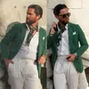 Men's Suits & Blazers 2021 High Quality Suit Tuxedo Plus Size Wedding Evening Dress Prom Fashion 2 Pieces Set (Green Jacket + White Pants)