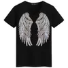 Fashion Lantejoulas Mulheres Splice Camisetas Casuais Anjo Asas de Anjo Homem de Verão Homem Unisex Bordado Lantejoulas de Manga Curta T-shirts 210707