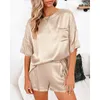 Survêtements pour femmes couleur unie Satin 2 pièces pyjamas pour femmes mode maison vêtements à manches courtes Shorts tenues irrégulières ensemble