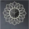 Ornements en fer forgé modernes Accueil Salon Chambre Décoration murale El Mute Clock Wall Sticker Artisanat 210414