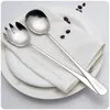 11 polegadas Servidores de Aço Inoxidável Estilo Europeu Colher Longo Forquilha Salada Serving Set Kitchen Massa Ferramentas