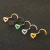 Pinos de Aço Inoxidável Forma de Coração Multicolor Nariz Anéis Nariz Studs Hooks Nose Piercing Body Piercings Jóias Corporais