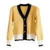 Korobov nya randiga tröjor vintage koreanska stickade höst vinter jumper femme elegant träff färg patchwork super mujer 210430