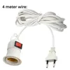 E27 Lamp Base With 4M 8M Power Cord To EU Plug Holder Adapter Converter ON/OFF For Bulb Lamps Socket