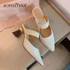 Sophitina Zarif Günlük kadın Sandalet Kapak Toe Küresel Garip Stil Topuk Bayanlar Ayakkabı Deri Dating Kadın Terlik AO683 210513