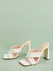 Elva 2021 kvinnors sandaler hög klack 10 cm vit gula svarta chunky klackar mode utomhus klänning bröllop kontor gai gai