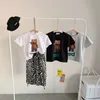 Лето Прибытие Девушки Мода Мультфильм футболка Дети Хлопок Топы Корейский Дизайн 210528