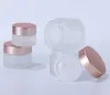 Frosted Glass Cream Jar Clear Cosmetic Bottle Lotion Lip Balm Container with Rose Gold Lid 5g 10g 15g 20g 30g 50g 100g SN3335