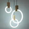 Modern Duplex Round Ring Pendant Lights Glass Lamps Simple Stairs Hollow Bedroom Restaurant Lighting T9 Ring Lamp 22W 32W