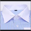 Męskie odzież odzież Drop Dostawa 2021 Design White Collar Paski Spinki do mankietów Z Długim Rękawem French Cuff Party Men Dress Shirts Plus Size 4XL 4