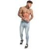 Mens Skinny Jeans Slim Fit rasgado grande e alto alongamento azul para homens afligidos cintura elástica mens jeans zm32
