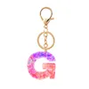 Cute 26 English Letter Car Keychain For Women Men Word Pendant Key Ring Holder Glitter Resin Acrylic Key Chains