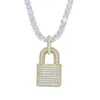 2022 NEW Iced Out Bling gioielli ciondolo 5A catena da tennis Full Micro Pave CZ Lock Pendenti Hip Hop Collana da donna