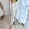 Streetwear White Cargo Jeans Vrouwen vriend Style Baggy denim broek hoge taille mode mam broek Jean femme 210515