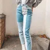 Patchwork y2k calças jeans mulheres outono novo streetwear calças de cintura alta moda longa jeans reta feminino capri vintage 210415