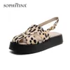 SOPHITINA Summer Women Shoes Sandals Leather Fashion Leopard Platform Comfortable Dressing Fashion Style Rome Casual FO114 210513