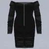 Элегантные женские повязки платье лето осень черная сетка с длинным рукавом платья для вечеринки Bodycon Cignity 210515