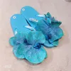 Original fait à la main femmes pantoufles rétro bleu diamant papillon fleur sandales plates 2021 été tongs plage Sllides bohème
