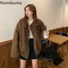 Nomikuma Streetwear 빈티지 표범 재킷 여성 지퍼 업 긴 소매 캐주얼 느슨한 가을 코트 여성 한국어 스타일 3D550 210514