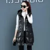 Women's Vests Women's Glossy Women Cotton Padded Puffer Waistcoat Winter Thick Oversized Wave Cut Hooded Vest Jacket Casual Zipper