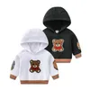 Fashion Baby Boys Girls Cartoon Bear Hoodies Cotton Kids Long Sleeve Plaid Hooded Sweatshirt Fall Winter Children Clothes