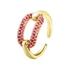 2021 New Summer Colorful Rainbow Zircon Wide Rings for Women INS Fashion Girls Rings Wholale jewelry Bijoux Love Gift