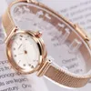 Sinobi Fashion Luxury Women's Klockor Gyllene Rostfritt Stål Small Dial Bracelet Mesh Quartz Watch Ladies Armbandsur Reloj Muje Q0524