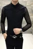 2022 Новые мужские черные белые кружевные лобные лоскутные рубашки с длинным рукавом роскошные вечеринки Progshirt Мужская петтикоат-ночное клуб платье смокинг