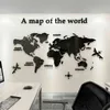3D Acrylic European Type World Map Wall Stickers Crystal Mirror Stickers For Office Sofa TV Background Wall Decorative wallpaper 210914