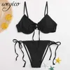 Sexy Women Bikini Set Swimsuit Micro Low Waist Thong Biquini Bathing Suit Female Swimming Beachwear Solid Swimwear Mujer XXL 210629