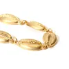 Cadeia de link Fashion Fashion Gold Color Paua Genuine Cowrie Sea Shell Bracelet Boho Ajustável para mulheres meninas