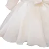 Girl's Dresses Little Baby Girls Beading Ball Gown Boutiques Lace Big Bow Flower Baptism Dress For Kids Birthday Princess
