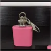 Kolby Pink Color Portable 1OZ Flagon ze stali nierdzewnej z brelokiem Mini alkoholowe Akcesoria Kolby HIP C0761 HJB7V Boqgo