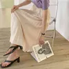 90cm Summer Women's Korean Plain Maxi Long Chiffon Elegant Casual Loose A-line High Waist Irregular Pleated Skirt B13219X 210416