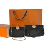 女性のバッグ本物の袋ハンドバッグハイクナンリティ財布財布レザー3PCSコインレディ3アイテムミニPochette Tote Mteqx