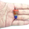 JLN Seven Chakra Hexagonal Cone Pendant Candy Color Style Layered Dowsing Pendulum Gemstone Charm med rostfritt stålkedja för yogemeditation