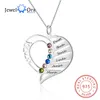 Mammas presenthalsband Personlig Birthstone Graver Namn 925 Sterling Silver Necklaces Pendants (Jewelora NE102362)