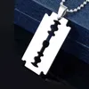 Dongsheng mode silver färg rostfritt stål rakblad knivar hängsmycke halsband män smycken manlig rakapparat form halsband -30