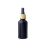 Matte Black Glass e liquid Essential Oil Perfume Bottle with Reagent Pipette Dropper and Wood Grain Cap 10/30ml BBF11410