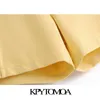 Kpytomoaの女性シックなファッションオフィスを着用ストレートショートパンツヴィンテージハイウエストジッパーフライポケット女性ショートパンツMujer 210724