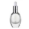 360pcs 30ml Clear Glass Mini Essential Oljor Glasflaskor Traveller Tomguld / Sliver Cap med Dropper Refillable Bottle Sn2930