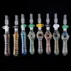 유리 NC 키트 쿼츠 팁 10mm 조인트 물 담뱃대 Dab Straw Plastic Clips Nector Collector Kit Oil Burner Dab Rigs Multiclor Pipes